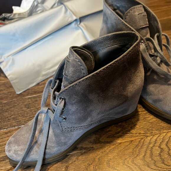 Prada Sport Scamosciato Ghiaia Suede Booties (Gray) - Picture 1 of 11